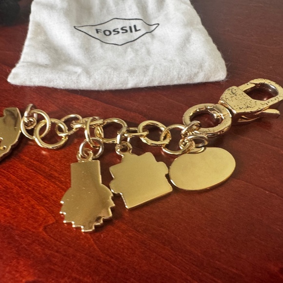 Fossil keychain/fob chain with charms - Picture 2 of 4